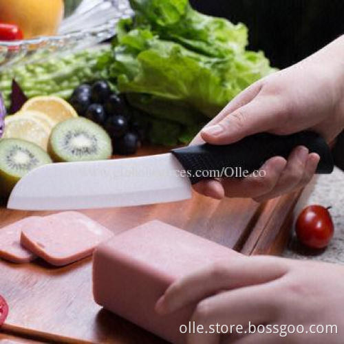 5" white blade Santoku ceramic kitchen knife
